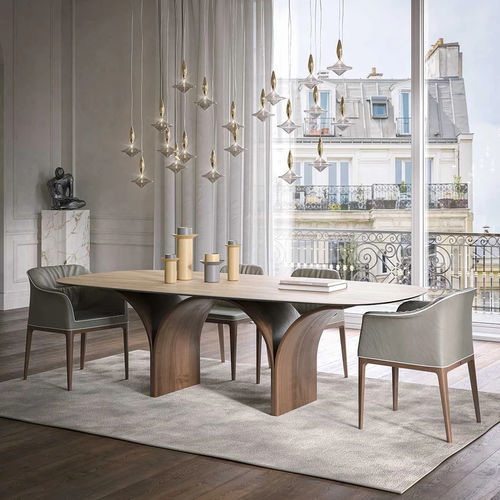 Table contemporaine - ARCO - Tonin Casa - en MDF / en verre / en grès cérame