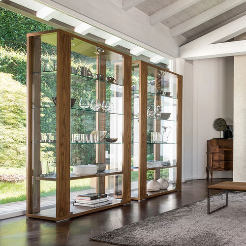 Vitrine contemporaine - AURORA - Tonin Casa - en verre trempé / en bois / éclairée