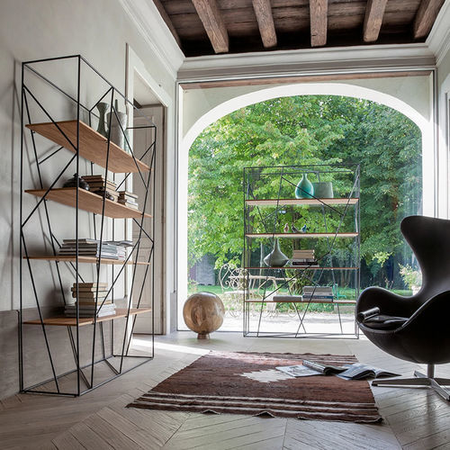 Étagère contemporaine - NAVIGLIO - Tonin Casa - en bois / en métal peint / face en verre trempé
