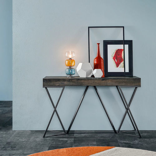 Console contemporaine - BEVERLY - Tonin Casa - en noyer / en chêne / avec piètement en aluminium peint
