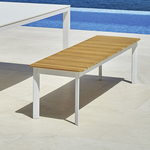 Banc de jardin contemporain - SYSTEM - Varaschin - en teck / en tissu / en aluminium