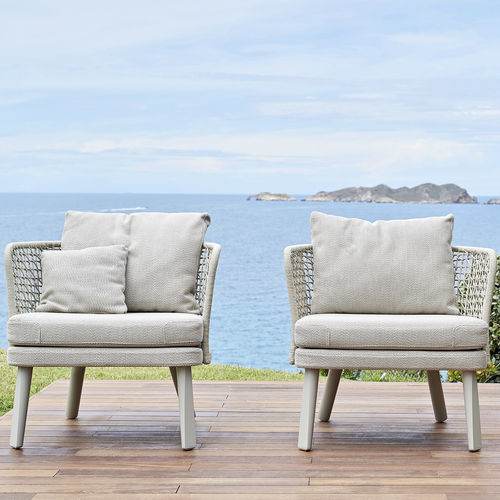 Fauteuil contemporain - EMMA - Varaschin - en tissu déperlant / en aluminium / en corde