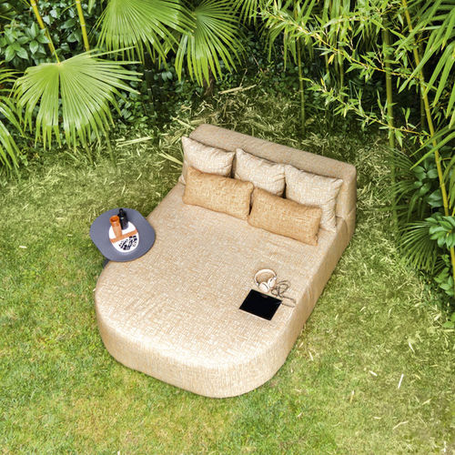 Méridienne contemporaine - Belt Compact - Varaschin - en tissu déperlant / en bois massif / avec piètement en bois massif