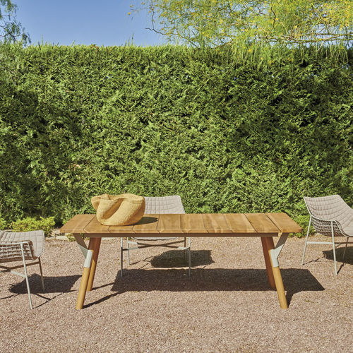 Table à manger contemporaine - LINK low - Varaschin - en teck / en céramique / en HPL