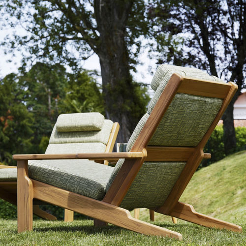 Fauteuil contemporain - BALI Bergère - Varaschin - en tissu / en teck / avec coussin amovible