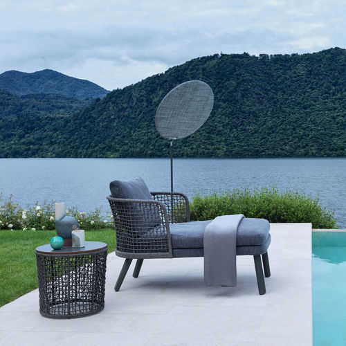 Chaise longue contemporaine - Emma  - Varaschin - en tissu / en iroko / en aluminium peint