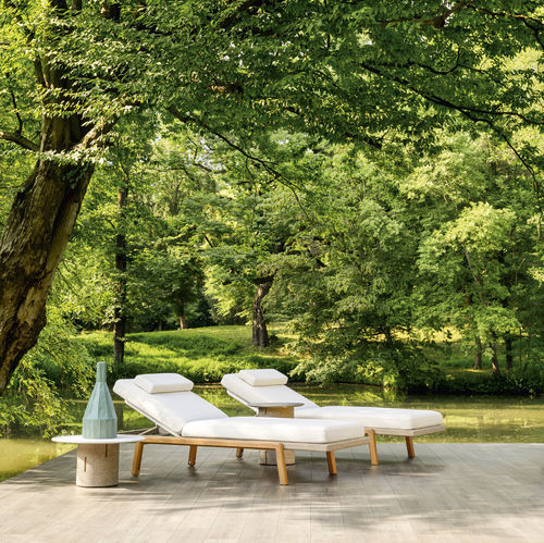 Bain de soleil contemporain - 2576 - Varaschin - en tissu / en aluminium / en iroko