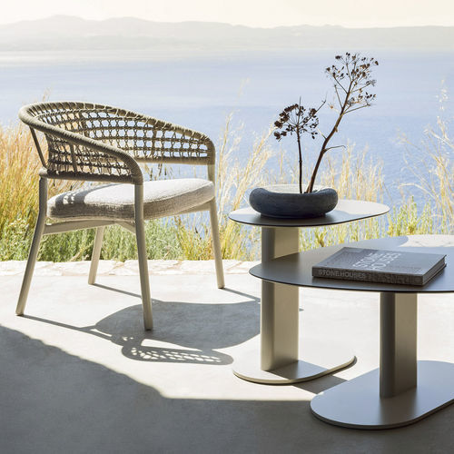 Fauteuil contemporain - 24650S - Varaschin - en tissu / en aluminium / beige