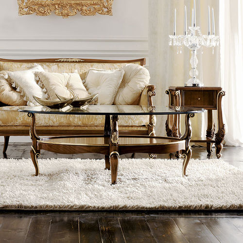 Table basse de style - BOEMIA  - Volpi - en verre / en noyer / ovale