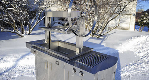 Barbecue à charbon - K750 GAUCHO - KALAMAZOO OUTDOOR GOURMET - fixe / en acier inoxydable