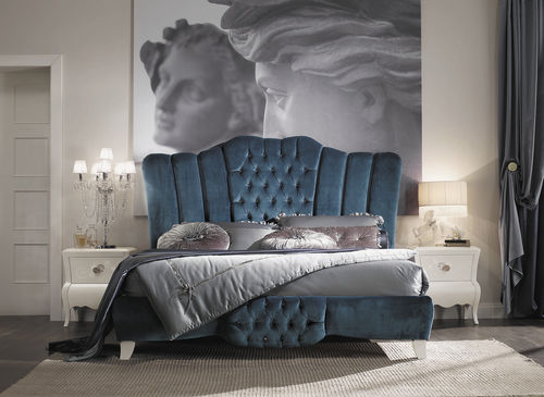 Lit double - David Style - design nouveau baroque / tapissé / en bois