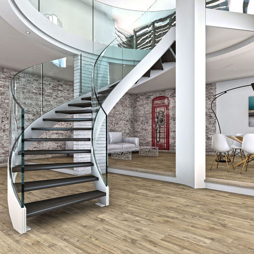 Escalier hélicoïdal - NAUTILUS T-E-GLASS - ITALIAN FASHION STAIRS - à marches en bois / structure en acier inoxydable / résidentiel