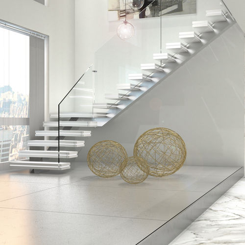Escalier droit - PORTOFINO C-B-E-GLASS - ITALIAN FASHION STAIRS - quart tournant / demi-tournant / à marches en composite