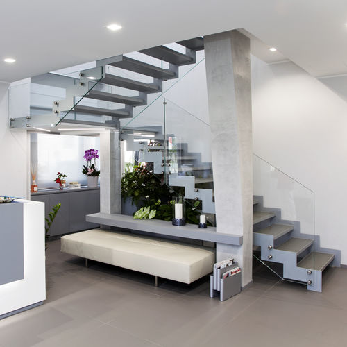 Escalier droit - LOGICA V-B-E-GLASS - ITALIAN FASHION STAIRS - quart tournant / demi-tournant / à marches en métal
