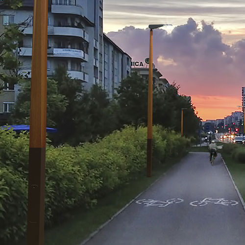 Lampadaire urbain - IVALO - Valmont France - contemporain / en acier / en bois