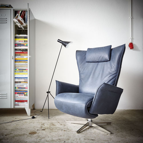 Fauteuil contemporain - SWAN - Koinor - en tissu / en cuir / en acier inoxydable
