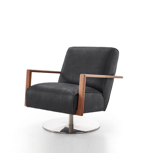 Fauteuil contemporain - ICARUS - Koinor - en cuir / en bois massif / noir