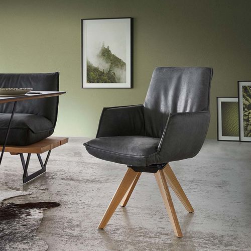 Chaise de salle à manger contemporaine - 1205 - Koinor - d'intérieur / en cuir / avec piètement en bois massif