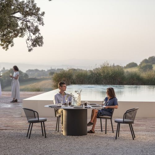 Table à manger contemporaine - BRANTA - Todus - en céramique / avec piètement en acier inoxydable / ronde