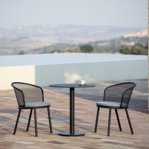 Table bistrot contemporaine - BRANTA - Todus - en céramique / avec piètement en acier inoxydable / ronde