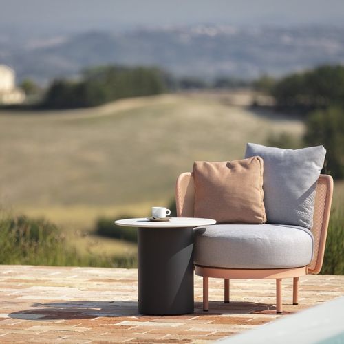Table d'appoint contemporaine - BRANTA - Todus - en céramique / avec piètement en acier inoxydable / ronde