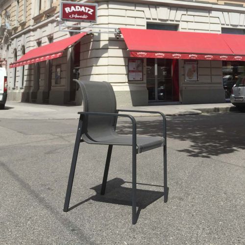 Chaise contemporaine - PURO - Todus - d'extérieur / en Batyline® / avec piètement en acier inoxydable