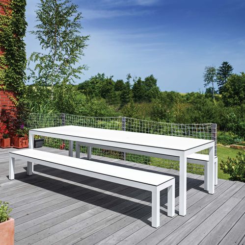 Ensemble table et bancs contemporain - LEUVEN   - Todus - en aluminium laqué / en acier inoxydable / en HPL