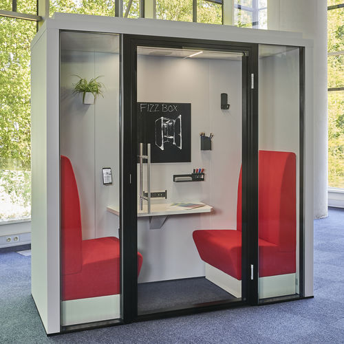 Box de bureau acoustique - FIZZ BOX COLLECTION - Clestra - modulable / avec éclairage LED intégré / avec prise de courant intégrée