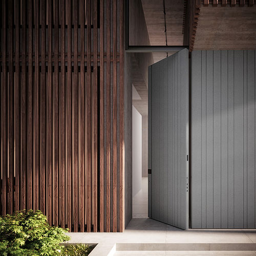 Porte d'entrée - SYNUA | Skydoors - Oikos Venezia - en aluminium / à pivot / contemporaine