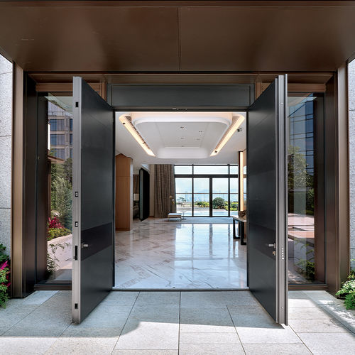 Porte d'extérieur - TEKNO - Oikos Venezia - aluminium / battante / pleine