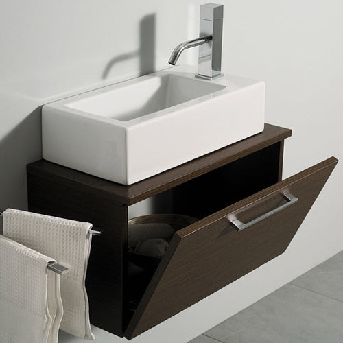 Meuble vasque suspendu - MINI - ZEN - MASTRO FIORE - en bois / contemporain / avec étagère intégrée