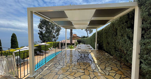 Pergola autoportée - ID3 DUO - Socotex - Abritez-vous chez nous - en aluminium / couverture en toile / sur mesure