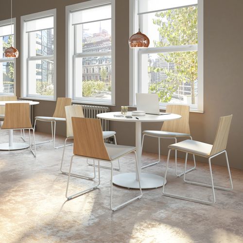 Table bistrot contemporaine - MONTARA650 - Coalesse - en placage de bois / en mélaminé / avec piètement en métal peint