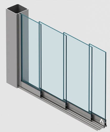 Baie vitrée coulissante - MB-OPENSLIDE  - Aluprof S.A - face en verre trempé / structure en aluminium / 3 vantaux