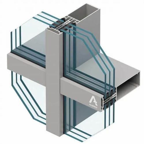 Mur-rideau en panneaux - MB-MT50N  - Aluprof S.A - en aluminium et en verre / acoustique / à montant et traverse