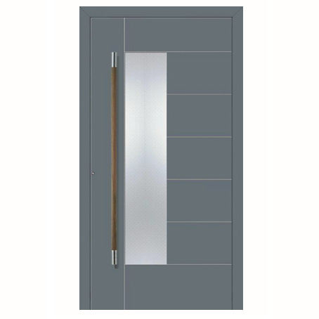 Porte d'entrée - Aluprof S.A - en aluminium / battante / semi-vitrée