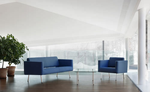 Canapé contemporain - ORBIS - Rossin - en tissu / bleu / 3 places