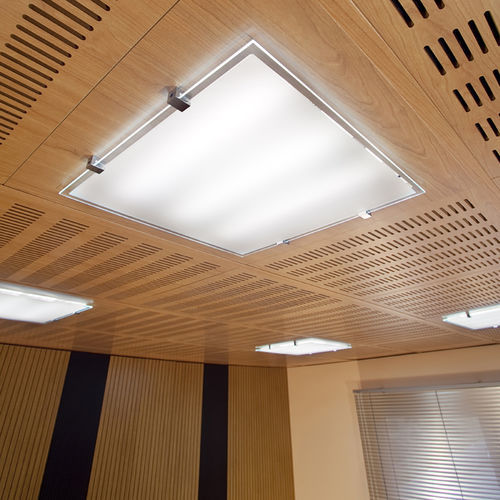 Panneau décoratif pour faux-plafond - L1 - Ideatec Advanced Acoustic Solutions - coupe-feu / rétroéclairé / en bois