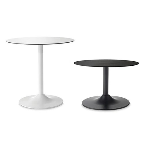 Table contemporaine - ODEON - Fit Interiors - en HPL / avec piètement en fonte d'aluminium / ronde
