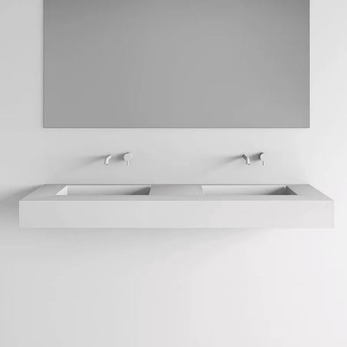 Vasque murale - SIMPLE - Fit Interiors - en acier / avec plan intégré / double