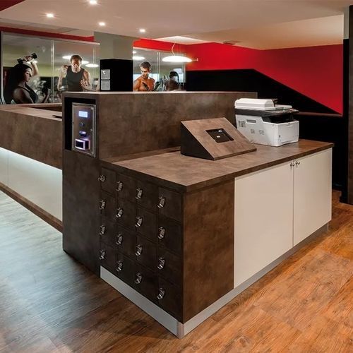 Banque d'accueil modulable - VEGA - Fit Interiors - stratifiée / en mélaminé / lumineuse