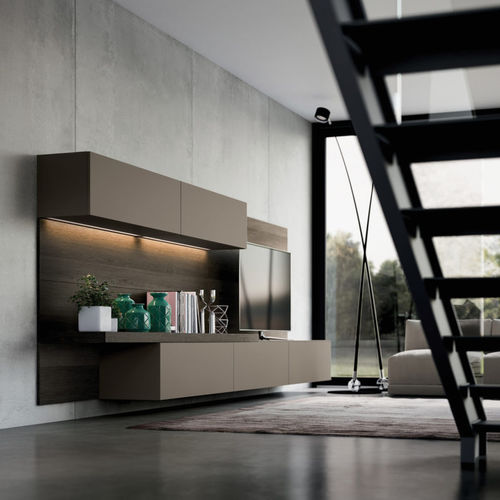 Ensemble TV mural contemporain - YOTA : COMPOSIZION 01 - ARMONY CUCINE - en bois laqué