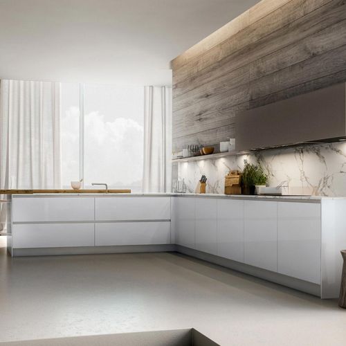Cuisine contemporaine - YOTA : COMPOSIZION 03 - ARMONY CUCINE - en bois laqué / en L / sans poignée
