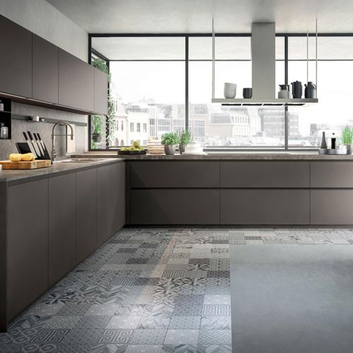 Cuisine contemporaine - OMICRON 22 : COMPOSIZION 02 - ARMONY CUCINE - en bois laqué / en L / sans poignée