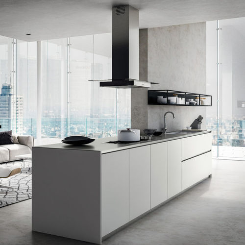 Cuisine contemporaine - OMICRON 22 : COMPOSIZION 03 - ARMONY CUCINE - en mélaminé / avec îlot / sans poignée