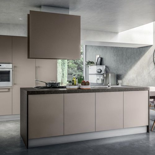 Cuisine contemporaine - RHO : COMPOSITION 04 - ARMONY CUCINE - en mélaminé / avec îlot / sans poignée