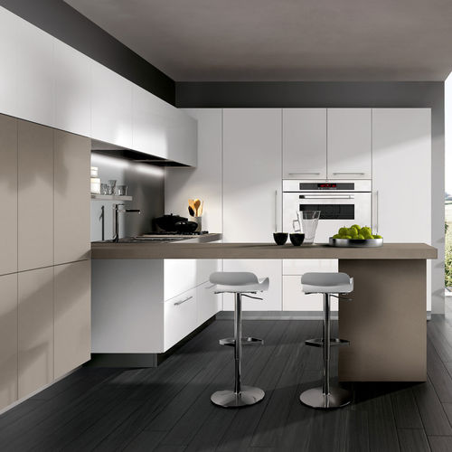 Cuisine contemporaine - KAPPA : COMPOSITION 03 - ARMONY CUCINE - en mélaminé / en L / sans poignée