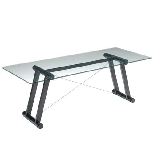 Table contemporaine - TESO - Giovannetti Collezioni - en verre / avec piètement en métal / rectangulaire