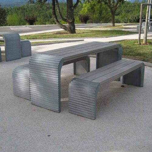 Table de pique-nique contemporaine - TAB101 &BA101 - Francioli - en béton / avec piètement en béton / rectangulaire