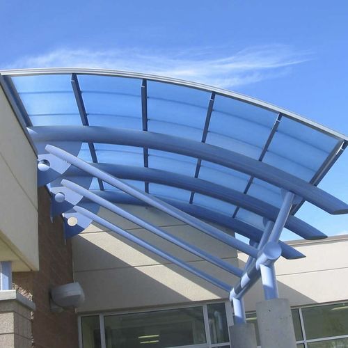 Auvent d'entrée - SKYSHADE 3100® - EXTECH Exterior Technologies, Inc - pour bâtiment tertiaire / en métal / en polycarbonate